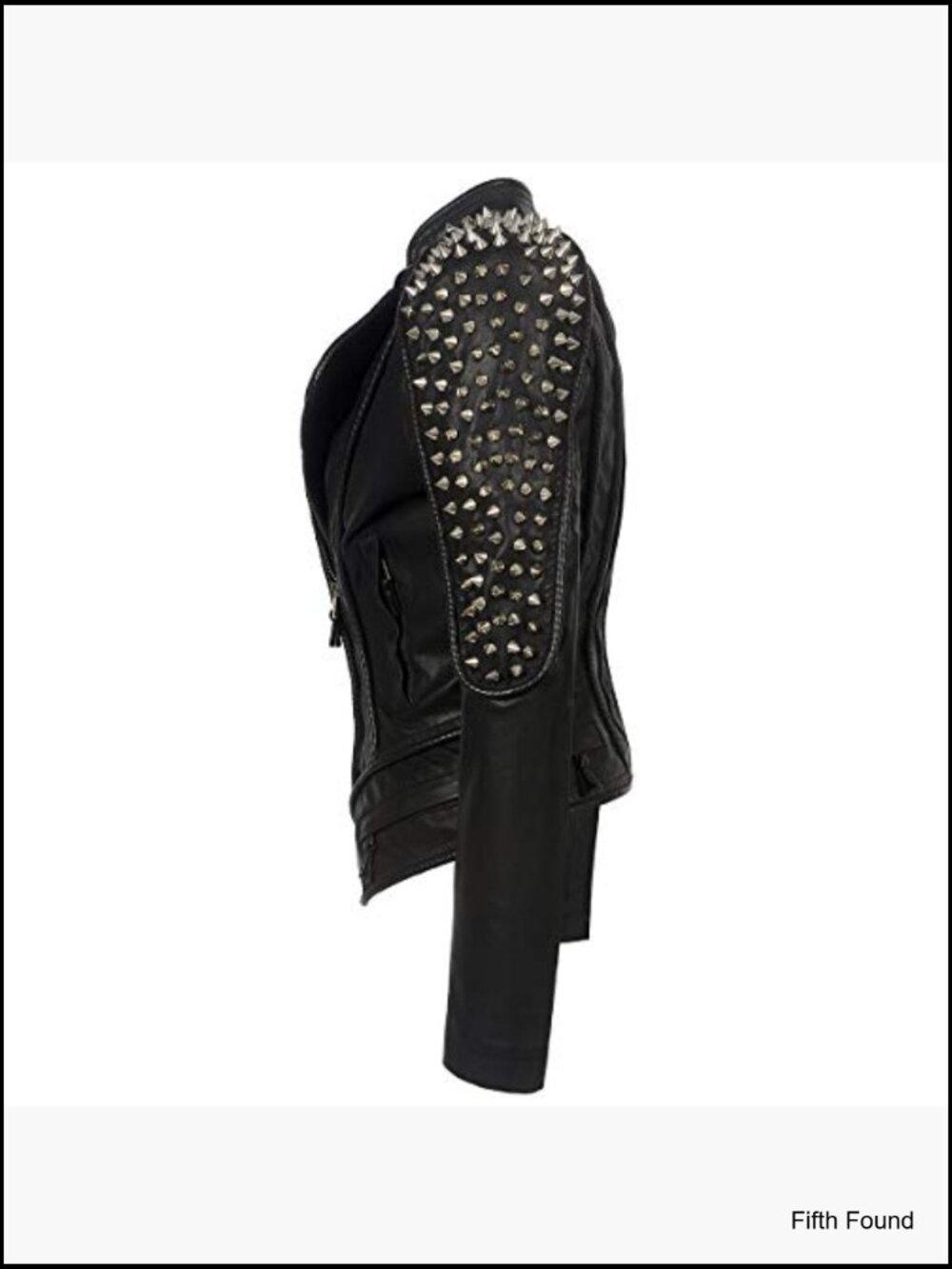 Faux Leather Biker Jacket with Rivets Slim Fit Streetwear Coat - Picture 2 of 6